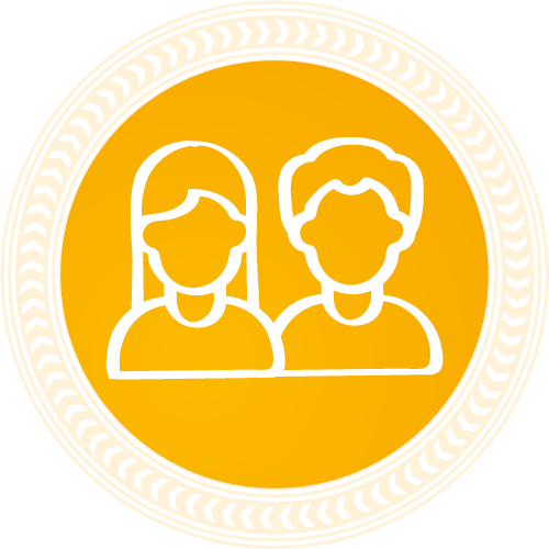 Round icon with 2 human shapes