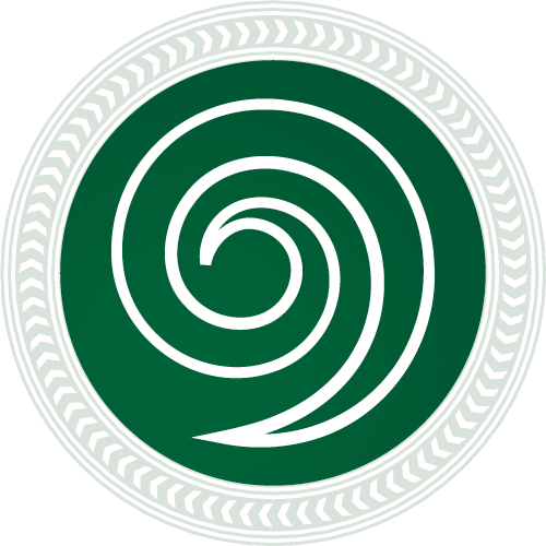 Round icon with koru shape