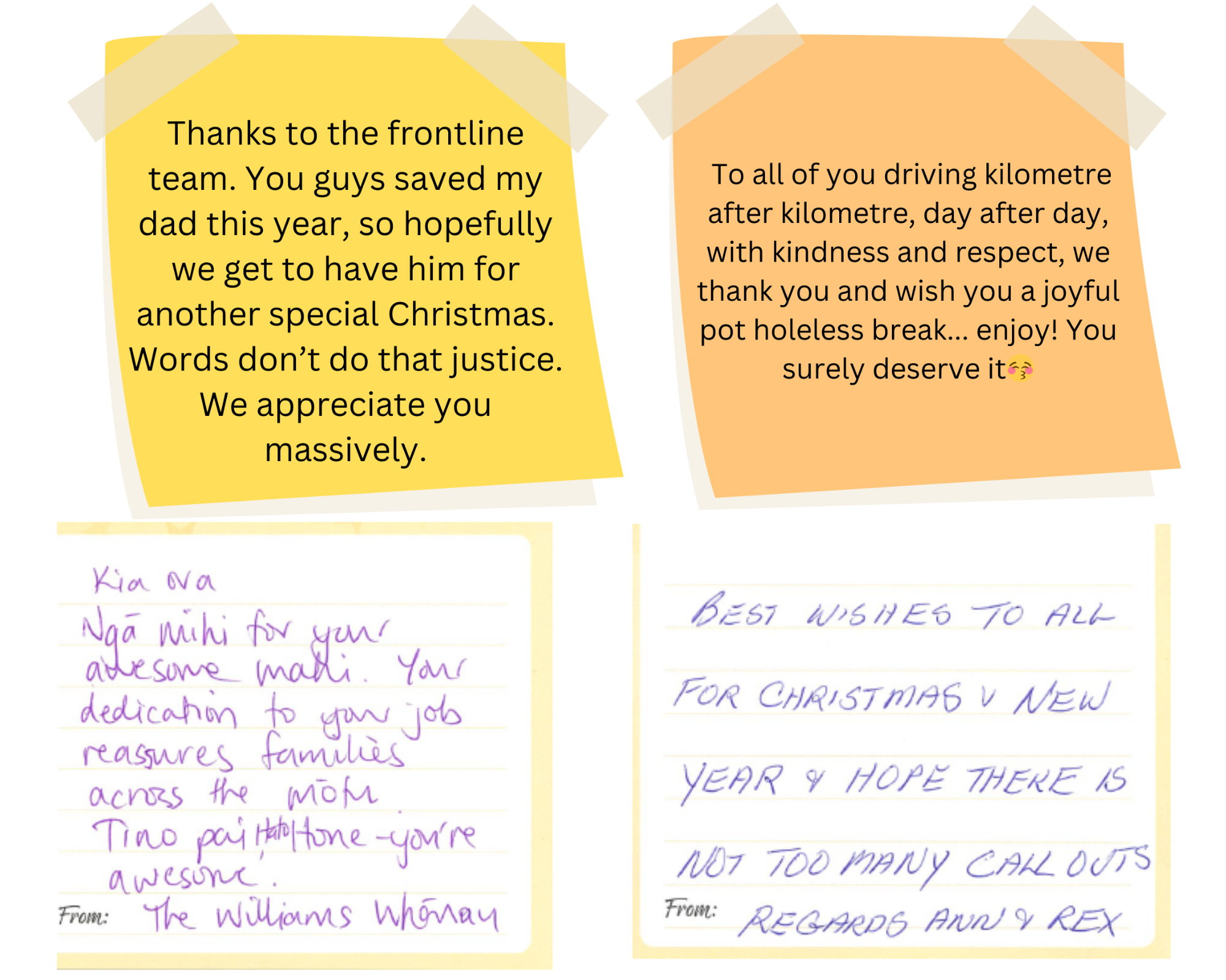 Messages of thanks and season's greetings 