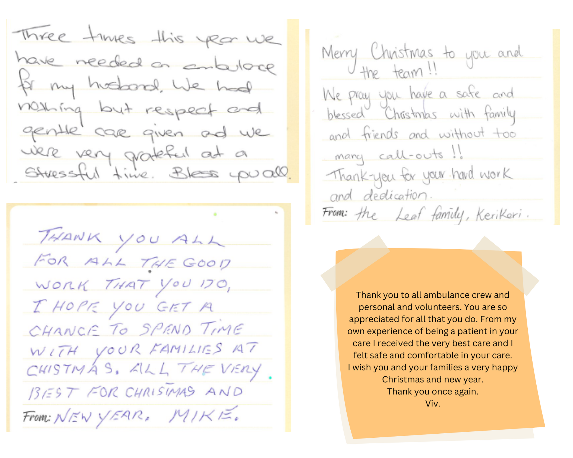 Messages of thanks and season's greetings 