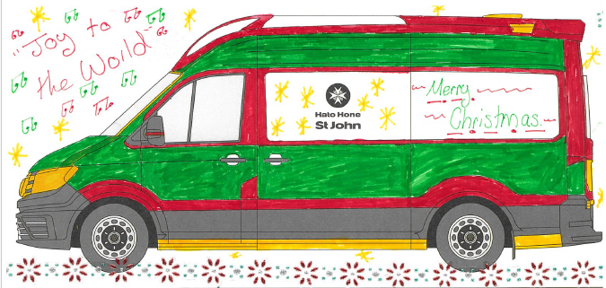 Ambulance colouring with Christmas message