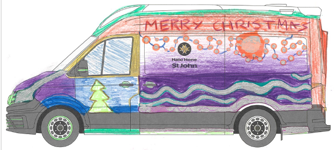 Decorated Christmas ambulance