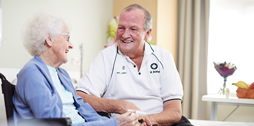 Elderly patient with volunteer