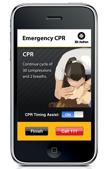 CPR App screen shot on mobile phone