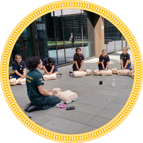 Students training outside