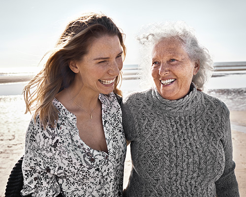 Peace of mind with a St John Medical Alarm - image of a daughter and mother in a happy interaction